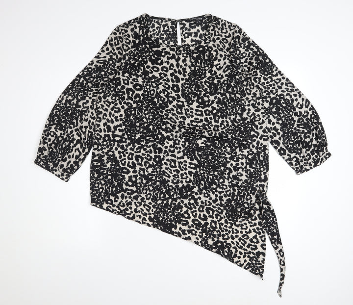 Debenhams Women's Black Animal Print Tunic Blouse Size 12