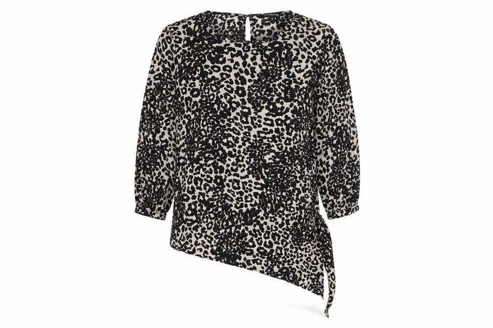 Debenhams Women's Black Animal Print Tunic Blouse Size 12