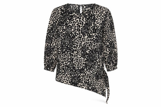 Front view of Debenhams Women's Black Animal Print Tunic Blouse, size 12