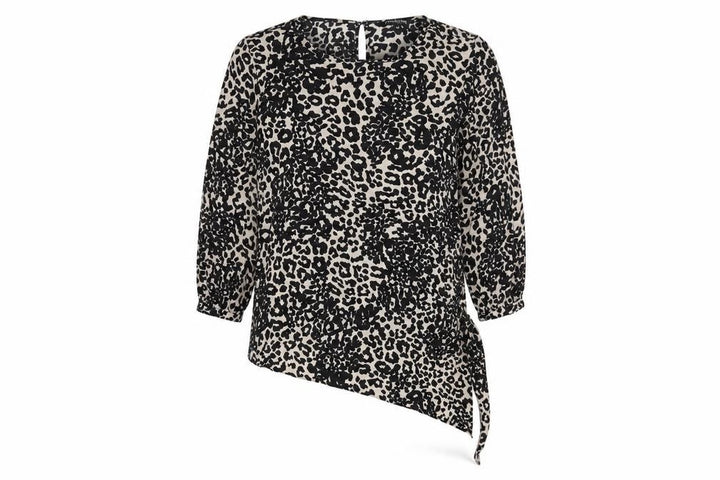 Debenhams Women's Black Animal Print Tunic Blouse Size 12