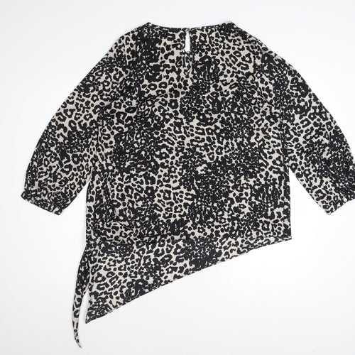 Debenhams Women's Black Animal Print Tunic Blouse Size 12