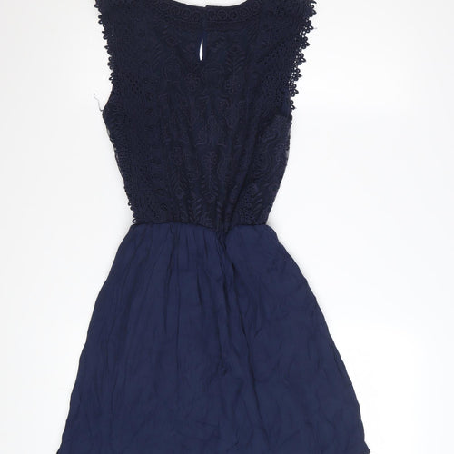 Pull & Bear Women's Blue Cotton A-Line Sleeveless Dress Size 12