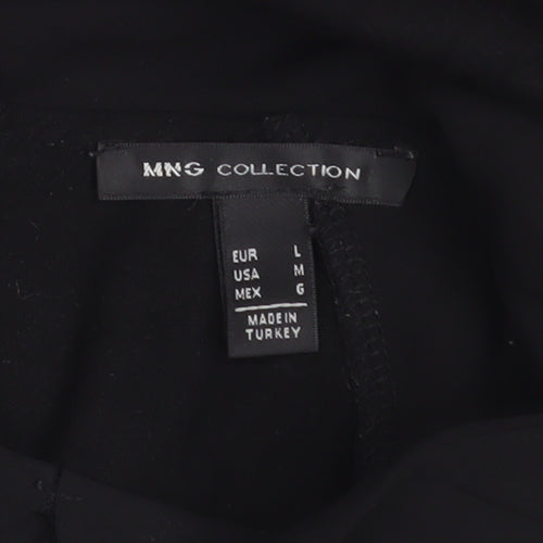 MNG Collection Women Black Collared Short Sleeve Blouse Size L