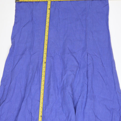 GRAND Women Blue Linen Shift Dress Size 14 Sleeveless Summer Casual