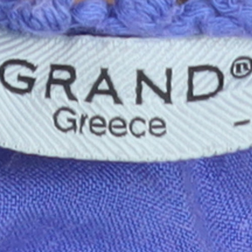 GRAND Women Blue Linen Shift Dress Size 14 Sleeveless Summer Casual