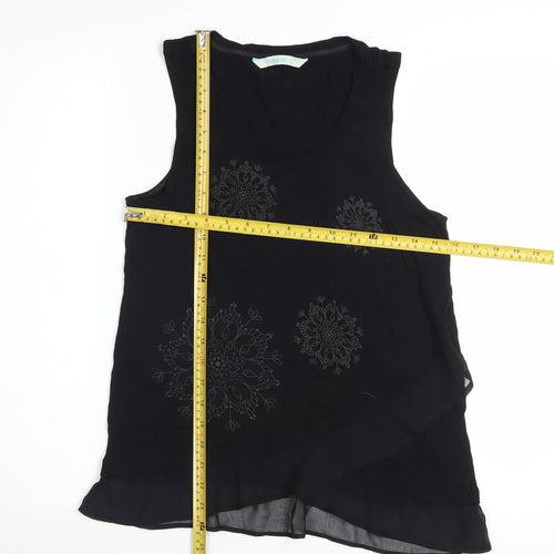 Desigual Womens Black Embroidered Sleeveless Viscose Tank Top L