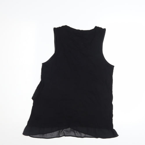 Desigual Womens Black Embroidered Sleeveless Viscose Tank Top L