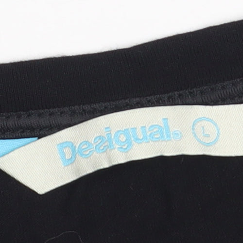 Desigual Womens Black Embroidered Sleeveless Viscose Tank Top L