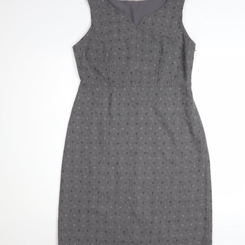 White Stuff Women Grey Size 10 Sleeveless Sheath Workwear Dress