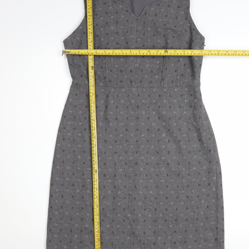 White Stuff Women Grey Size 10 Sleeveless Sheath Workwear Dress