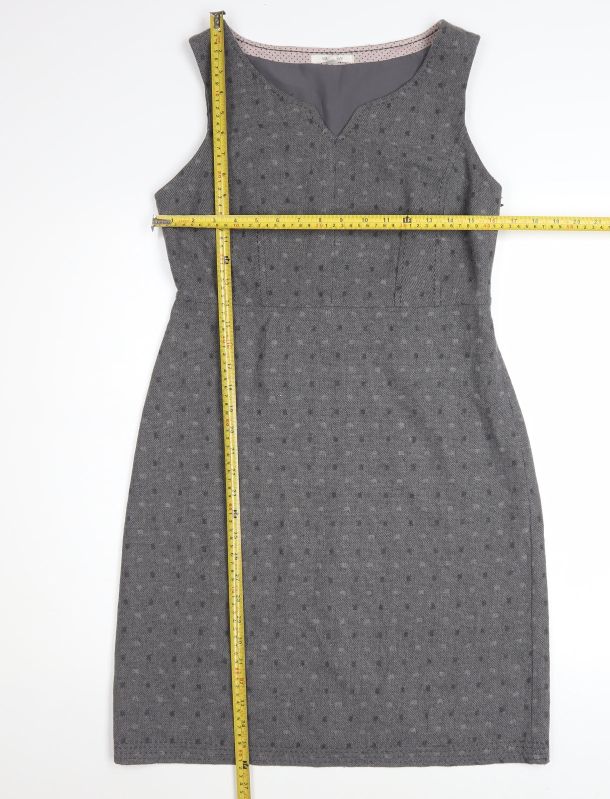 White Stuff Women Grey Size 10 Sleeveless Sheath Workwear Dress