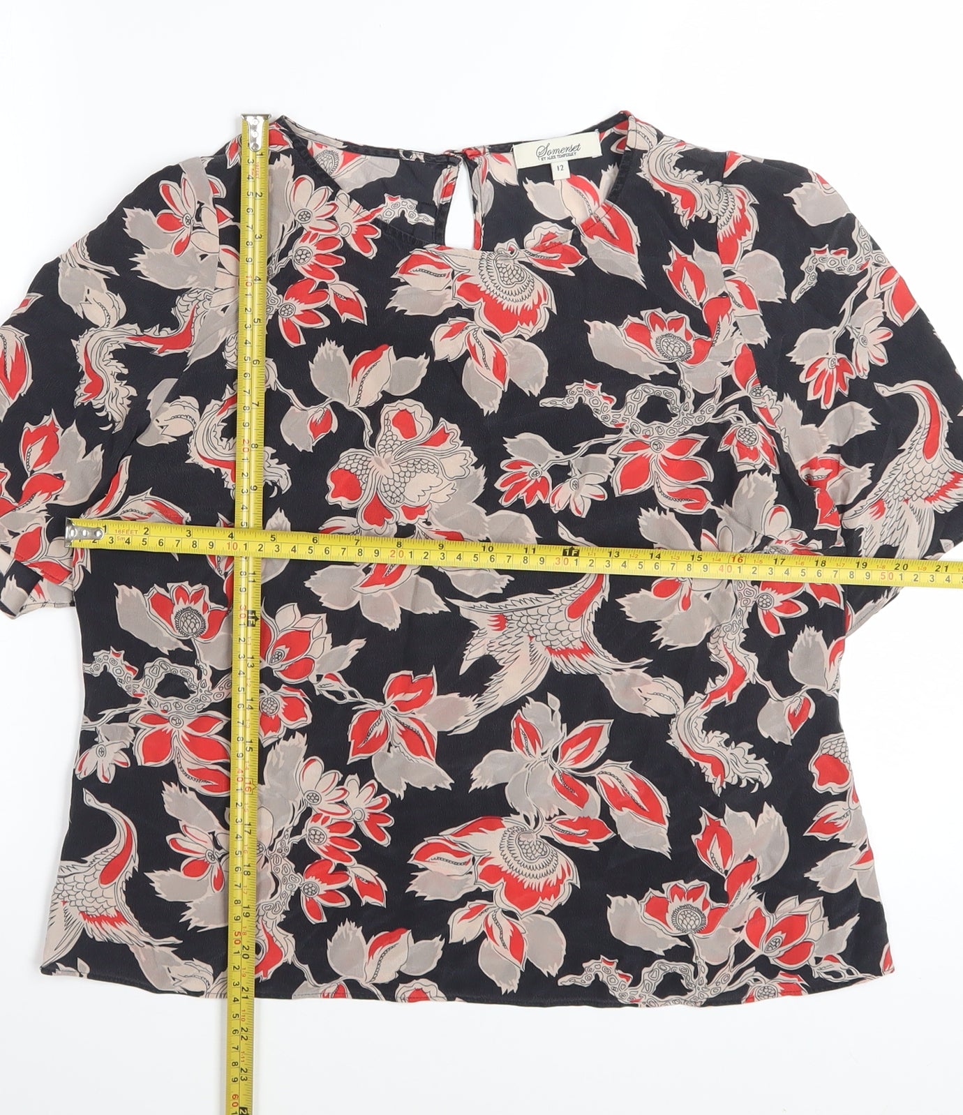 Somerset by Alice Temperley Womens Multicoloured Silk Floral Blouse Size 12