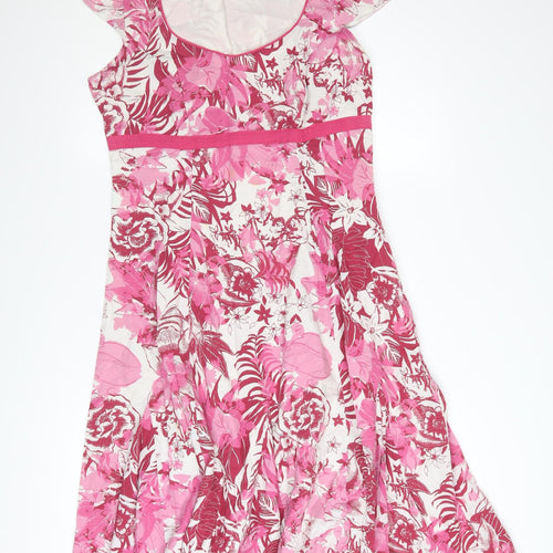 Marks and Spencer Per Una Women's Pink Floral Fit & Flare Dress Size 12R