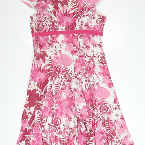 Marks and Spencer Per Una Women's Pink Floral Fit & Flare Dress Size 12R