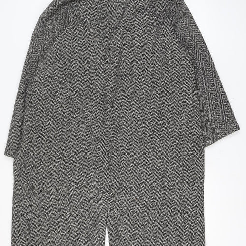 Primark Rita Ora Women Grey Herringbone Long Tweed Overcoat Size L 14-16
