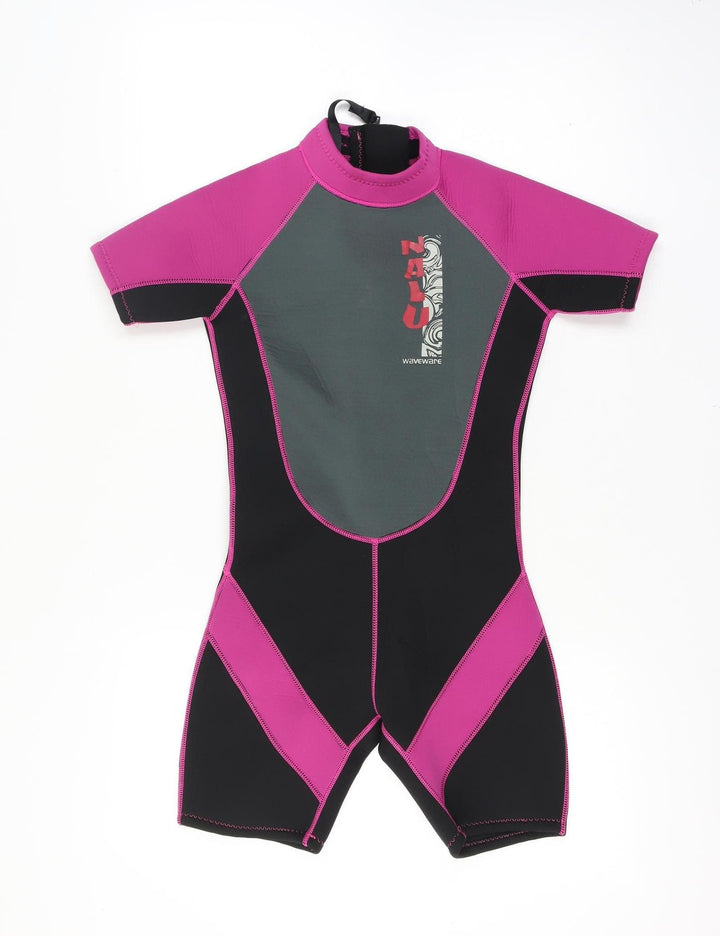 Nalu Waveware Girls Pink & Black Short Sleeve Wetsuit 13-14 Years