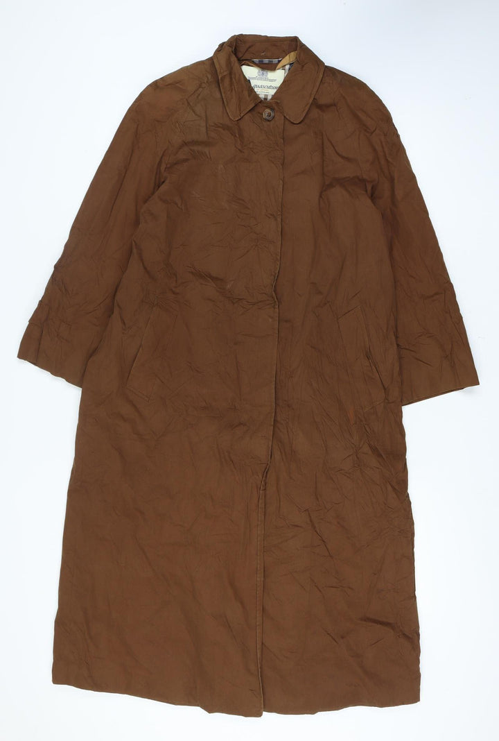 Aquascutum Women’s Brown Long Cotton Trench Coat UK Regular Fit Size 16