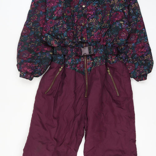 Chill Out Womens Multicoloured Floral Ski Jacket Suit Size 14-16 Insulated Belted