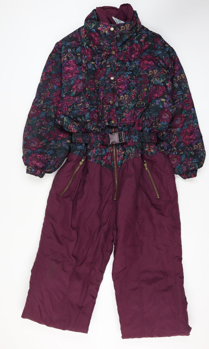 Chill Out Womens Multicoloured Floral Ski Jacket Suit Size 14-16 Insulated Belted