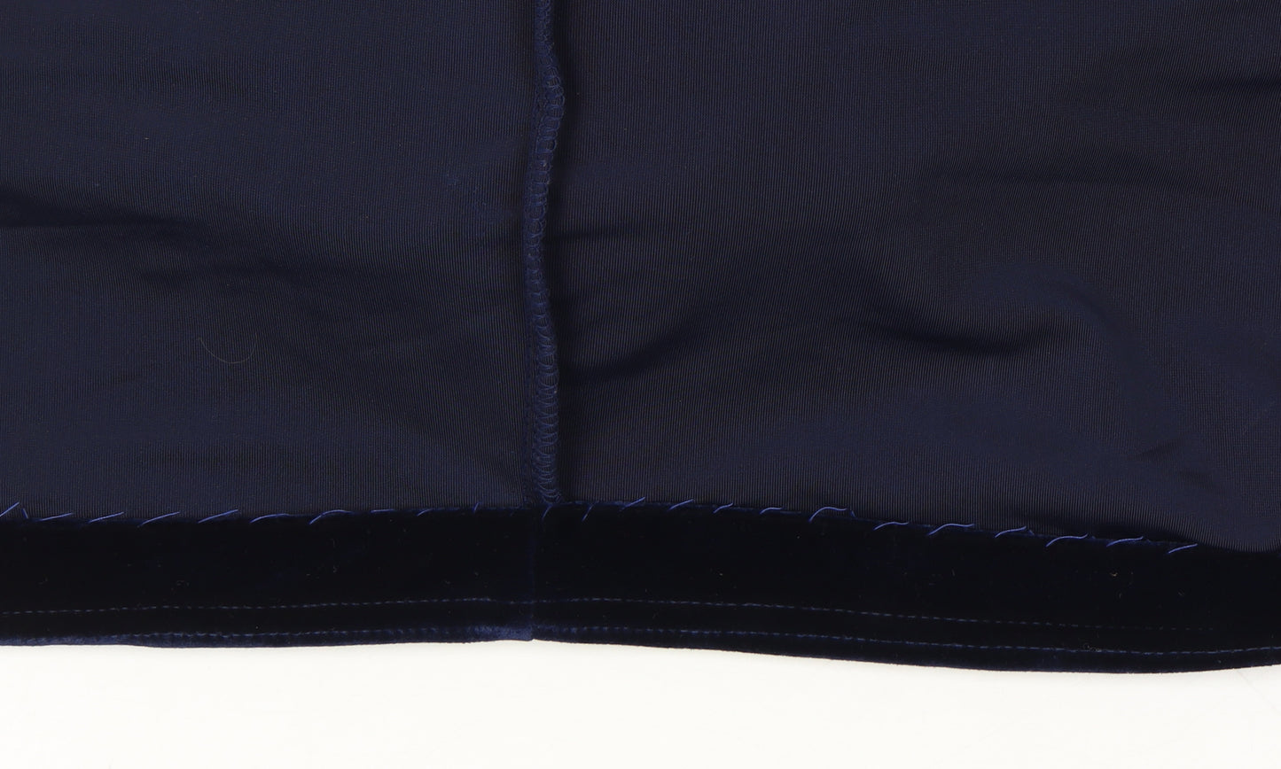 Jessica Petites Blue Velvet Beaded Sleeveless Knee Length Sheath Dress Size 16