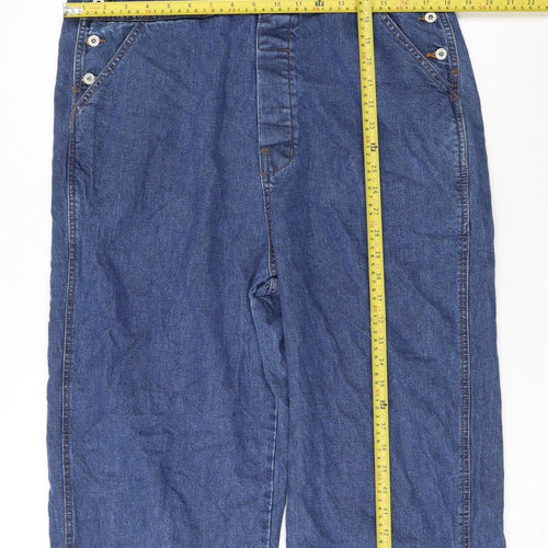 Karen Kane Essentials Women's Blue Denim Dungaree Jumpsuit L Casual