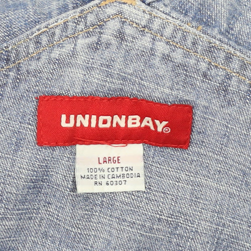 Unionbay Women Blue Denim Dungaree Jumpsuit Large 100% Cotton