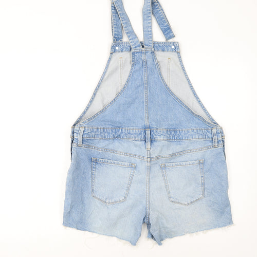 Isabel Maternity Blue Denim Distressed Dungaree Shorts Women’s Size 8