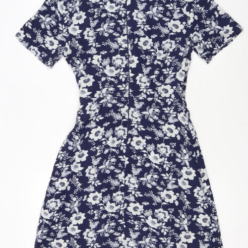 Warehouse Women's Blue Floral Wrap Short Dress Size 6