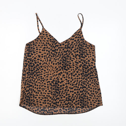 New Look Women Brown Animal Print Camisole Tank Top Size 8