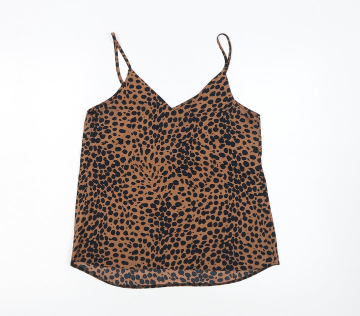 New Look Women Brown Animal Print Camisole Tank Top Size 8