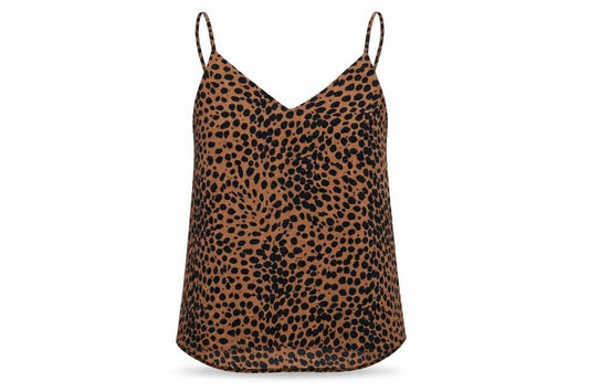 Front view of New Look Women Brown Animal Print Camisole Tank Top, size 8