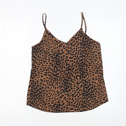 New Look Women Brown Animal Print Camisole Tank Top Size 8