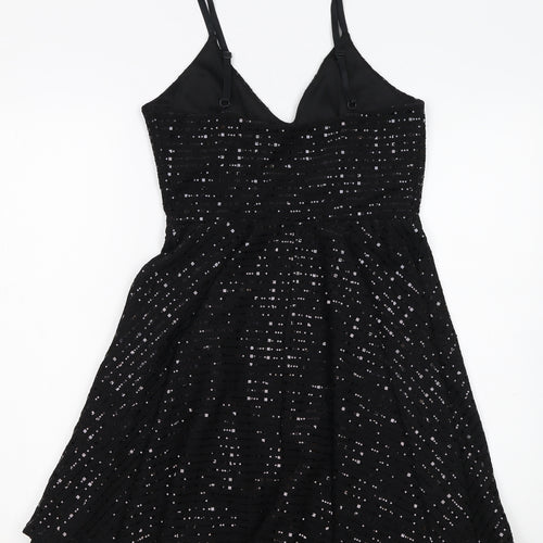 New Look Women Black Size 10 Sequin Fit & Flare Party Dress