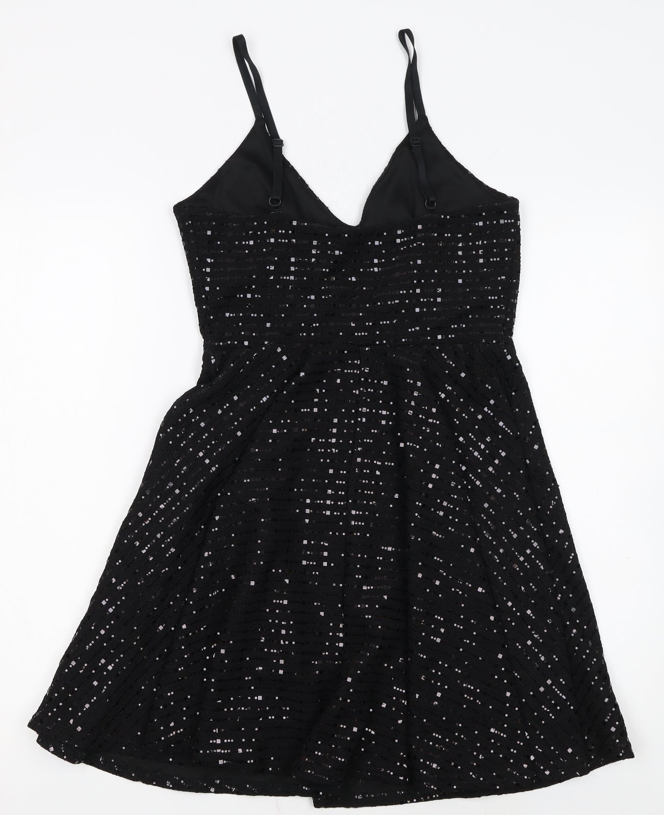New Look Women Black Size 10 Sequin Fit & Flare Party Dress