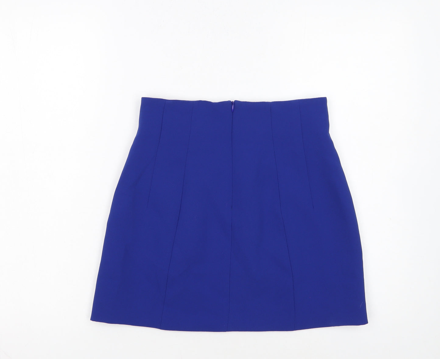 ZARA Women Blue XS Short Pencil Skirt Polyester High Rise