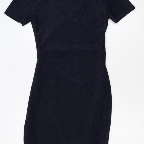 Apricot Womens Blue Shimmery Wrap Dress Size 10 Short Sleeve