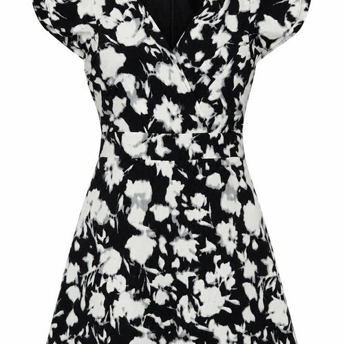 Blue Vanilla Women's Black Floral A-Line Short Dress Size 8