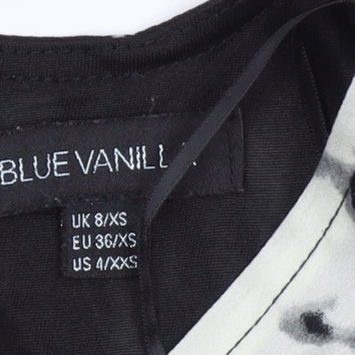 Blue Vanilla Women's Black Floral A-Line Short Dress Size 8
