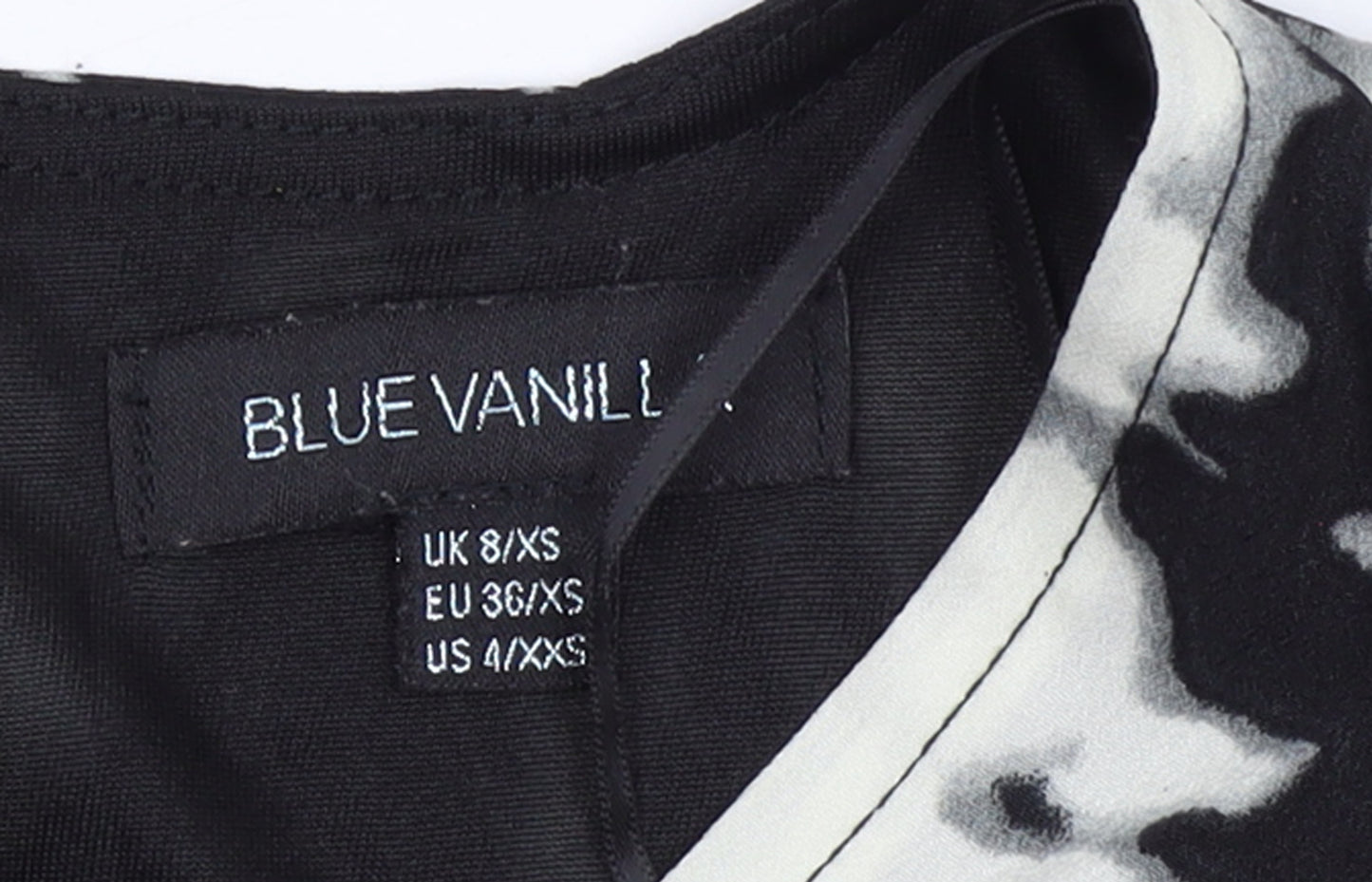 Blue Vanilla Women's Black Floral A-Line Short Dress Size 8
