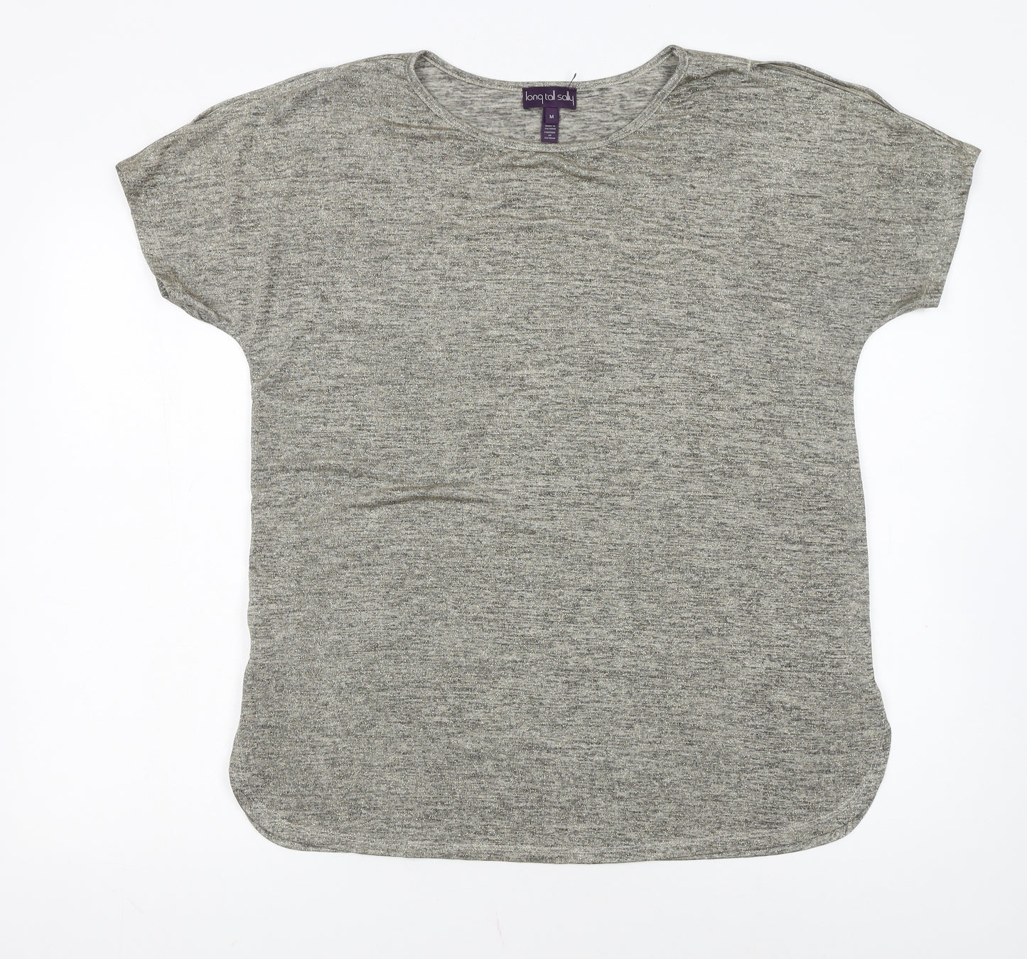 Long Tall Sally Women's Grey Basic Short Sleeve Jersey T-Shirt M Tall