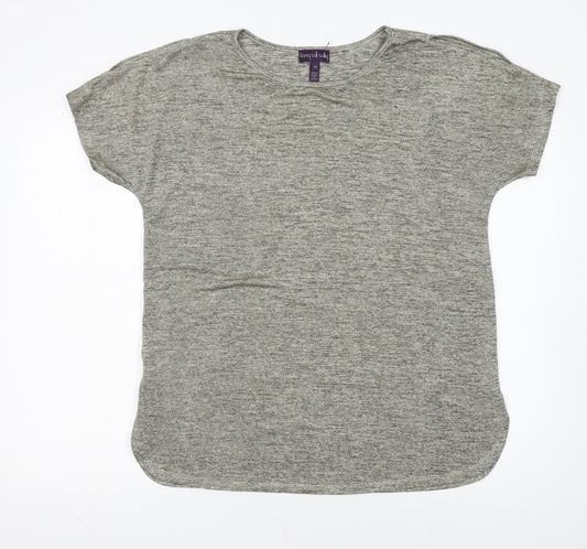 Long Tall Sally Women's Grey Basic Short Sleeve Jersey T-Shirt M Tall
