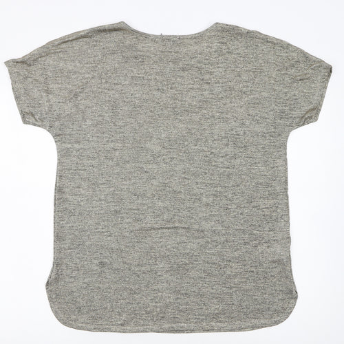 Long Tall Sally Women's Grey Basic Short Sleeve Jersey T-Shirt M Tall