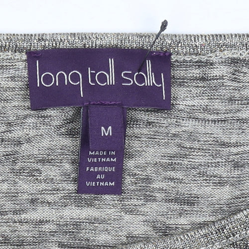 Long Tall Sally Women's Grey Basic Short Sleeve Jersey T-Shirt M Tall