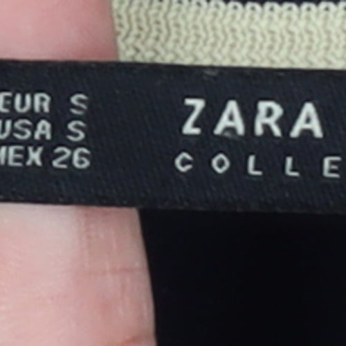 Zara Women Black Shift Dress S High Neck Zip Knit Casual Classic
