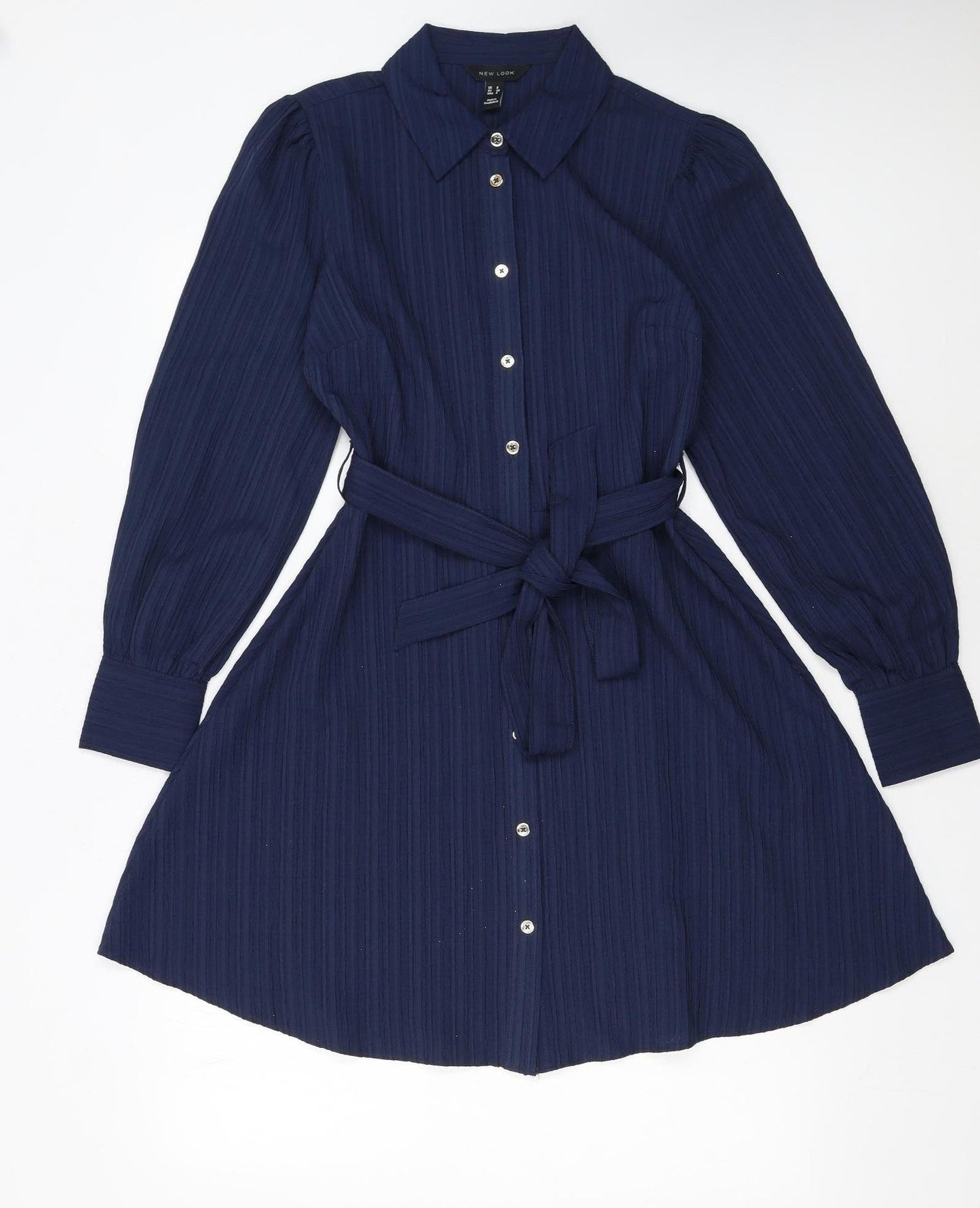 New Look Women's Blue Long Sleeve Shirt Dress Size 8