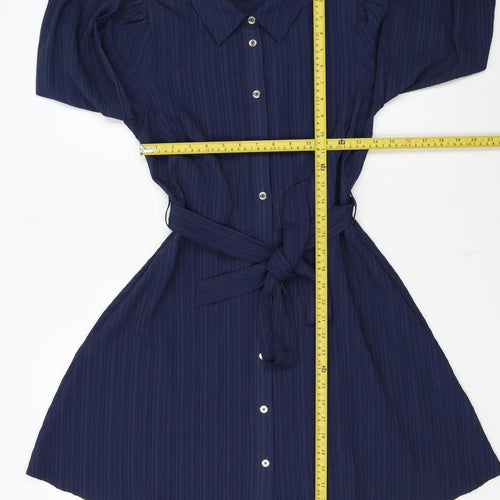 New Look Women's Blue Long Sleeve Shirt Dress Size 8