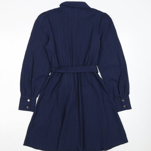 New Look Women's Blue Long Sleeve Shirt Dress Size 8
