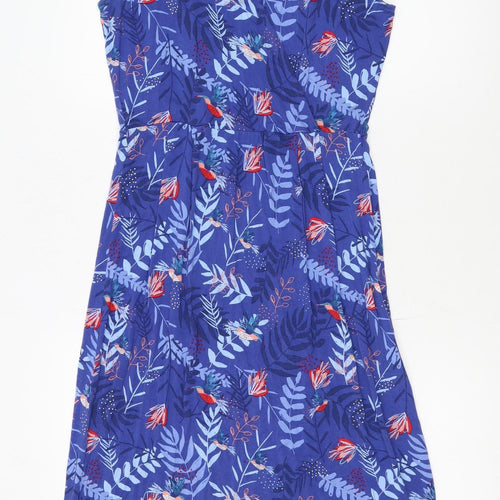 White Stuff Women's Blue Floral Sleeveless A-Line Dress Size 10