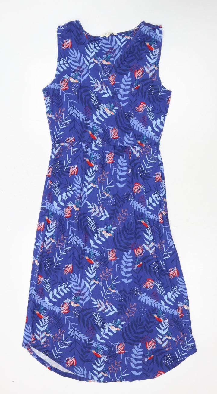 White Stuff Women's Blue Floral Sleeveless A-Line Dress Size 10
