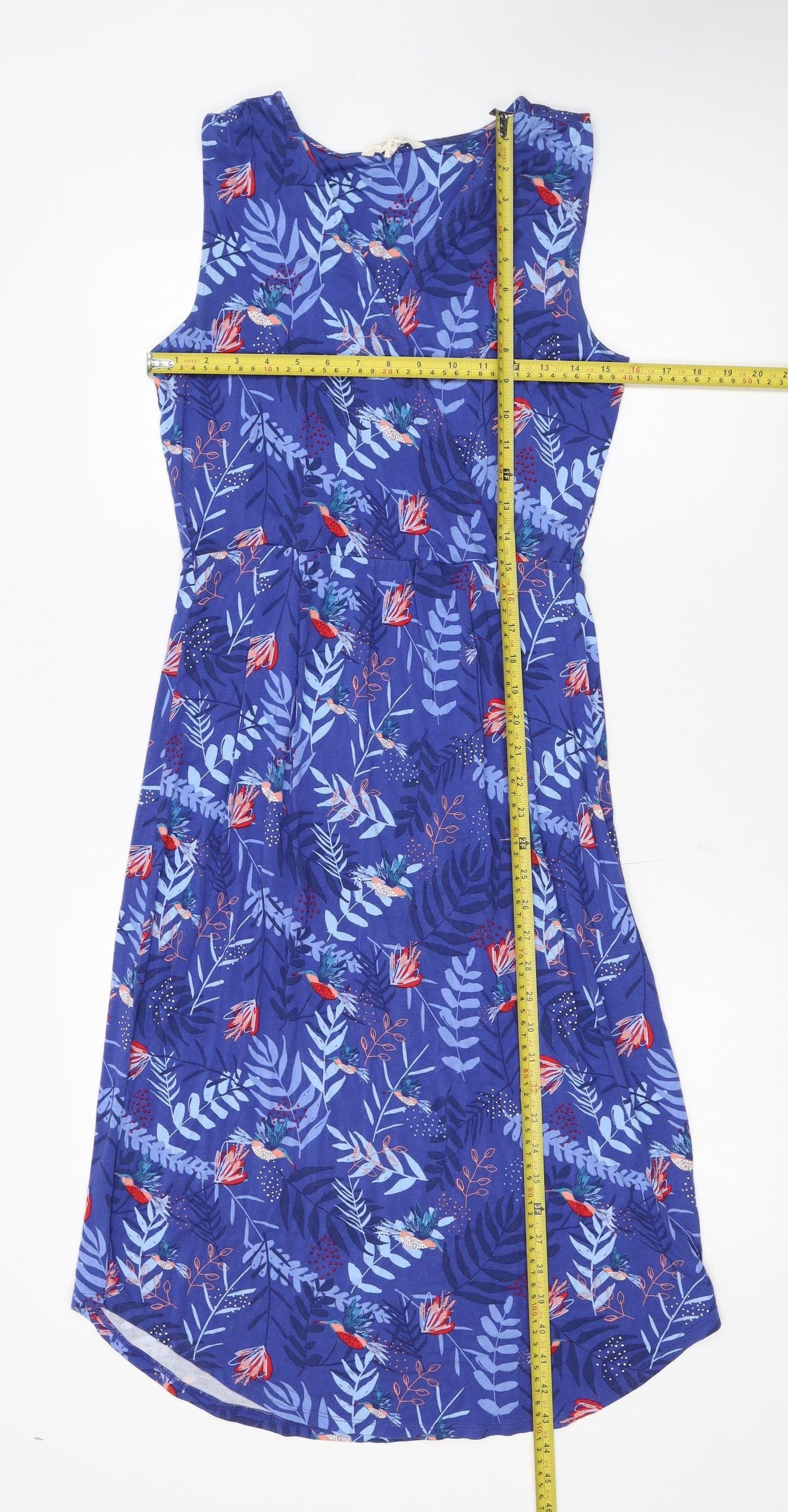 White Stuff Women's Blue Floral Sleeveless A-Line Dress Size 10